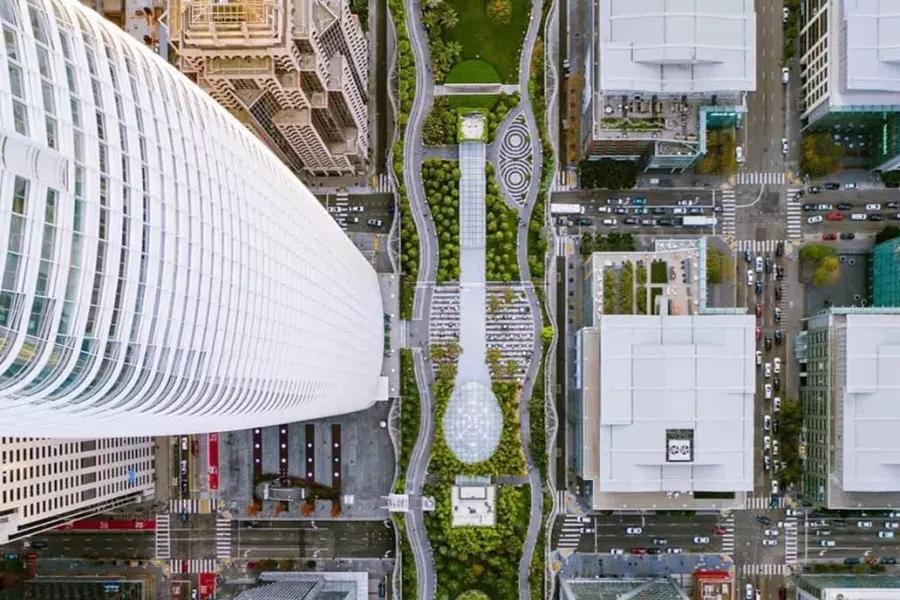 Uma vista aérea do Salesforce Park de 贝博体彩app.