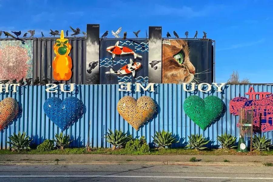 Artworks and murals in San Francisco's Bayview neighborhood.